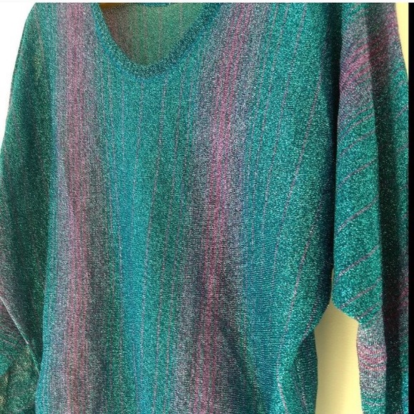 Vintage Sweaters - Iridescent Vintage 80s Batwing Blouse